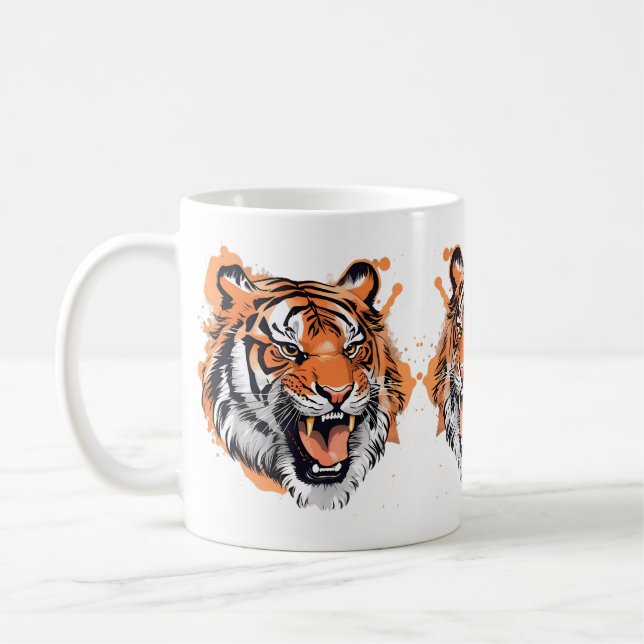 Mug Portrait de tigre grinçant. (Gauche)