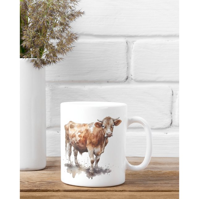 Mug Portrait de vache de ferme rustique (Créateur téléchargé)