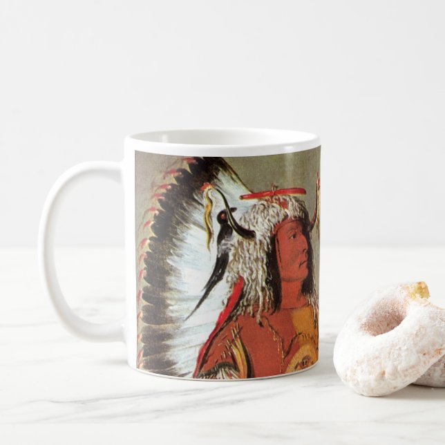 Mug Portrait du chef indien Mato-Tope par George Catli (Avec donut)