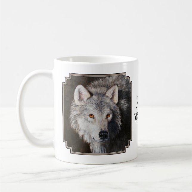 Mug Portrait du visage du loup de bois gris (Gauche)