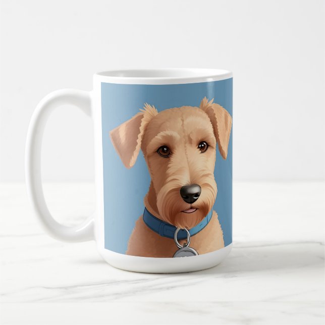 Mug Portrait d'un chien mignon portant un collier bleu (Gauche)