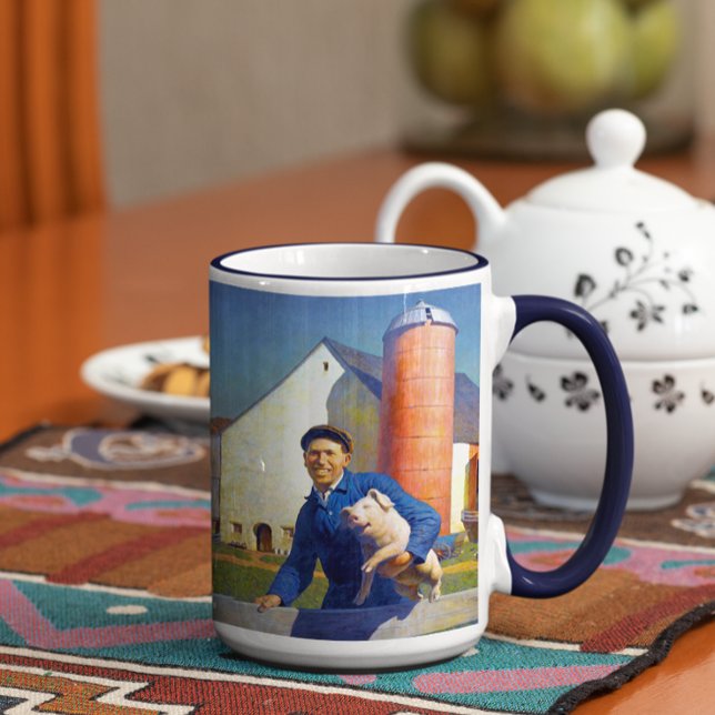 Mug Portrait d'un fermier N C Wyeth Americana Art 15oz (Créateur téléchargé)