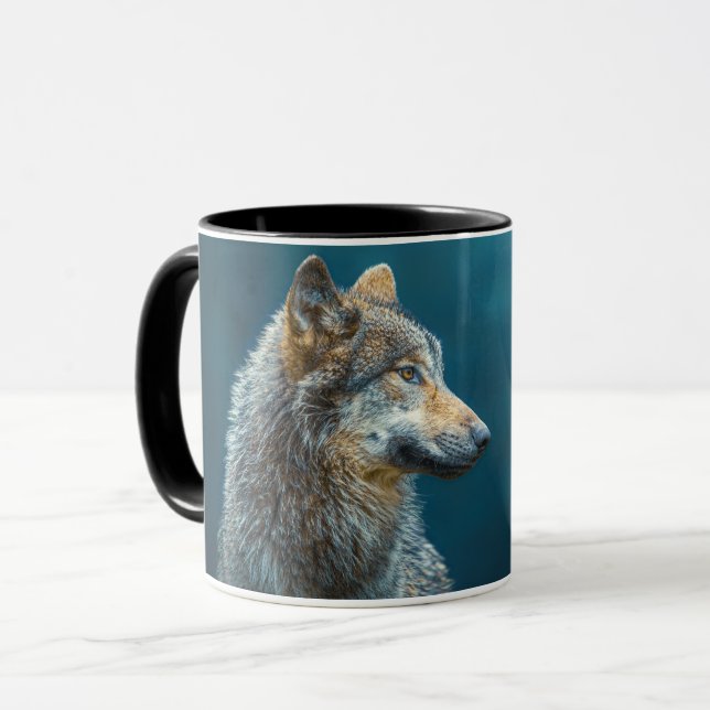 Mug Portrait d'un loup gris (Devant gauche)