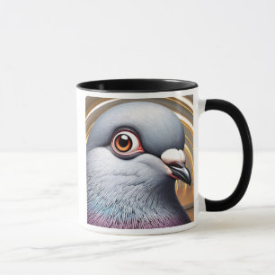 Mug Portrait d'un pigeon gris très détaillé.
