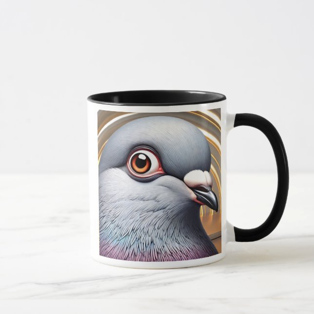 Mug Portrait d'un pigeon gris très détaillé. (Droite)