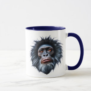 Mug Portrait d'un singe aux poils ébouriffés.