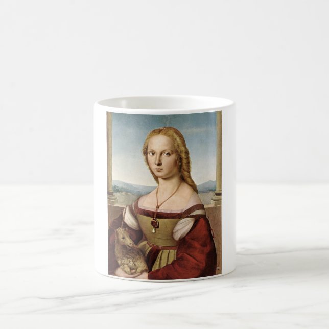 Mug Portrait d'une dame avec une licorne (par Raphael) (Centre)