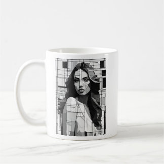 Mug Portrait d'une femme Amazon de la mode en noir