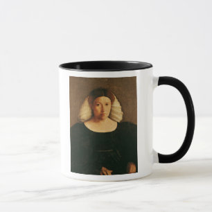 Mug Portrait d'une femme avec un filet à cheveux blan