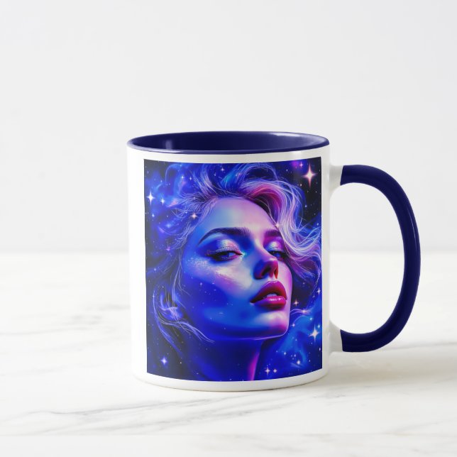 Mug Portrait d'une femme dans une lumière bleutée. (Droite)