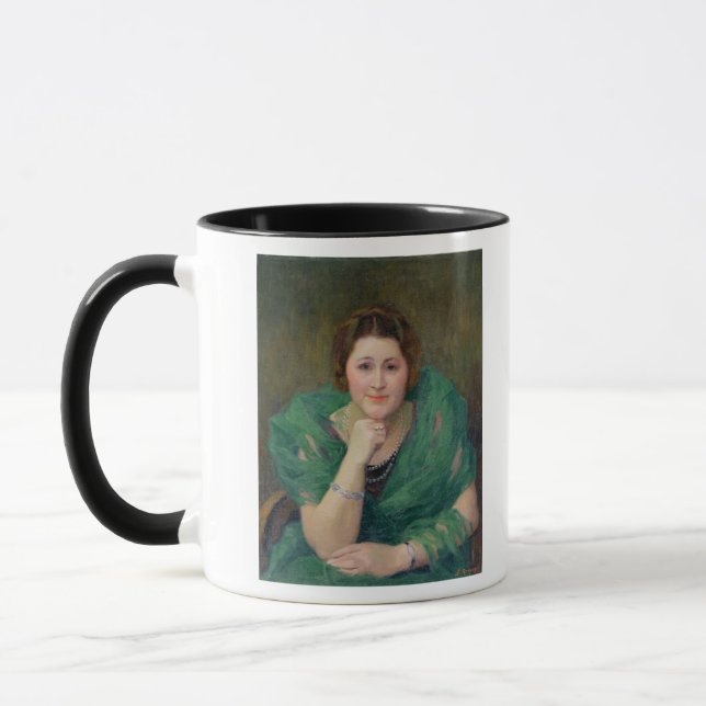 Mug Portrait d'une femme russe avec une écharpe verte (Gauche)