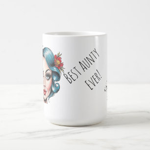 Mug Portrait élégant de Tante avec une touche florale