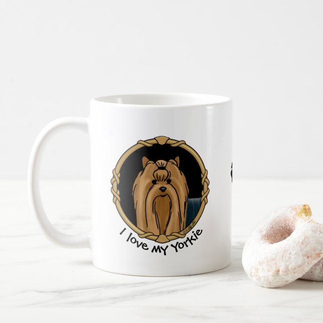 Mug Portrait Fancy Frame Yorkshire Terrier (Yorkie) (Avec donut)
