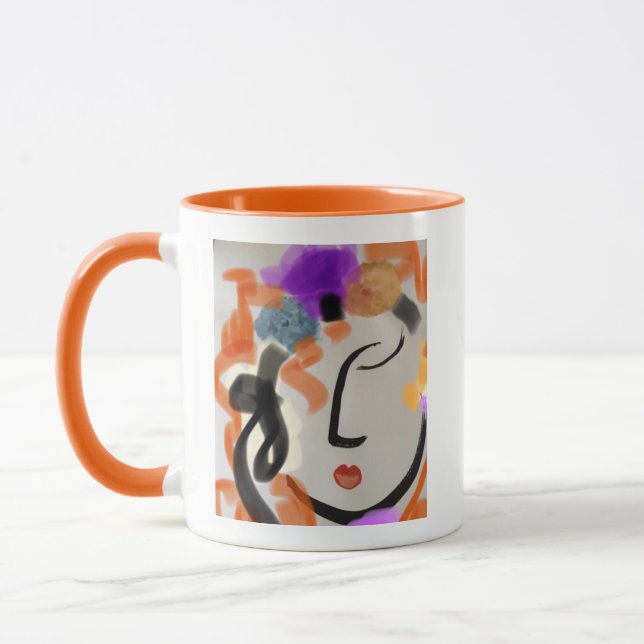 Mug Portrait féminin abstrait aux couleurs vives (Gauche)