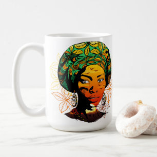 Mug Portrait féminin africain avec coucher de soleil