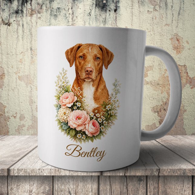 Mug Portrait Floral de Vizsla (Créateur téléchargé)