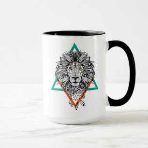 Mug Portrait géométrique aztèque de lion