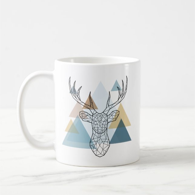 Mug Portrait géométrique de cerfs communs (Gauche)