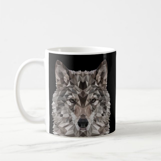 Mug Portrait géométrique Wolf Lone (Gauche)