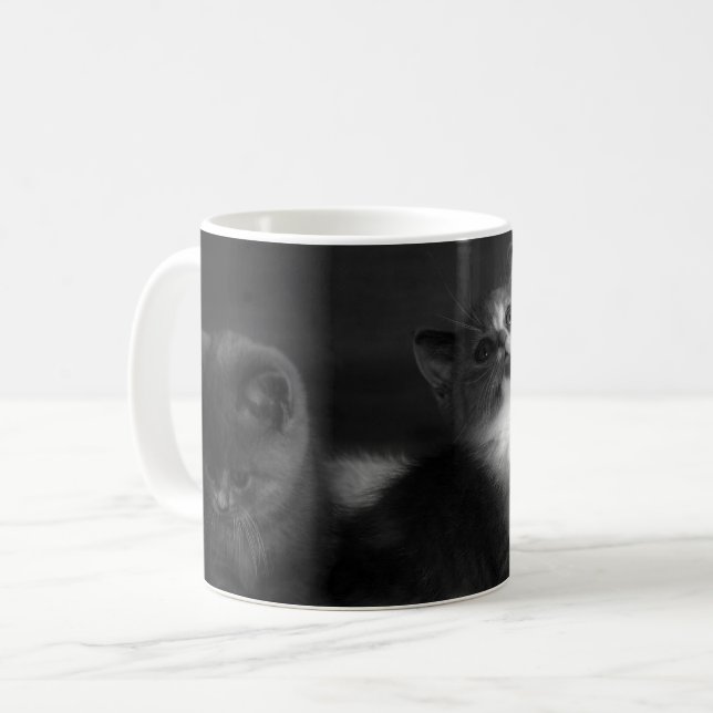 Mug Portrait gris adorable de chaton (Devant gauche)