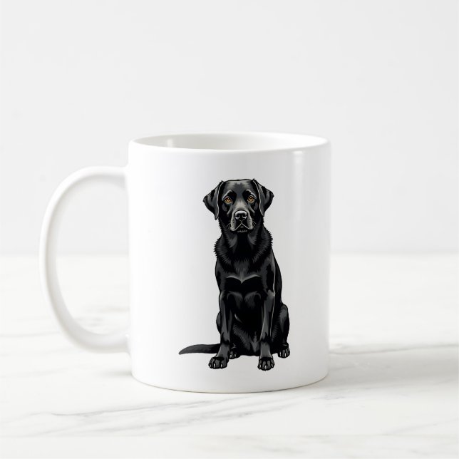 Mug Portrait Illustré de Chien Labrador Retriever Noir (Gauche)