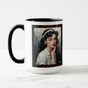 Mug Portrait inspiré par Retro d'une jeune femme réflé