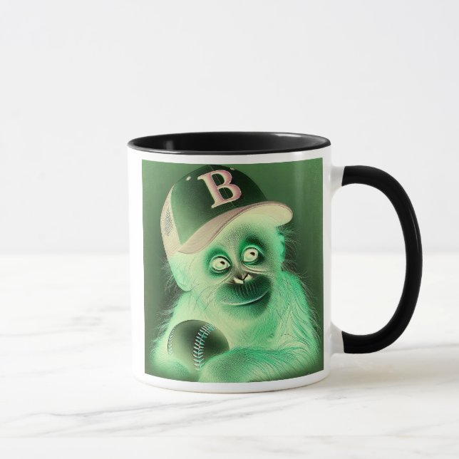 Mug Portrait monochrome d'un singe fan de baseball. (Droite)