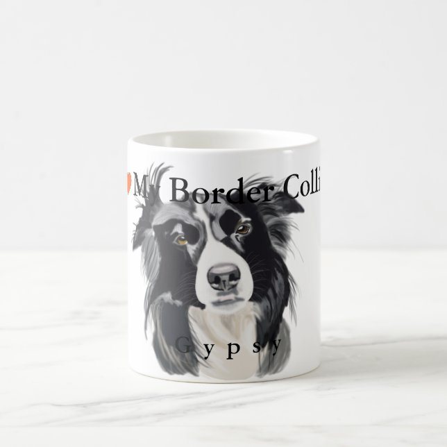 Mug Portrait noir et blanc de border collie (Centre)