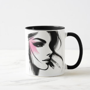 Mug Portrait noir et blanc d'une jeune fille.