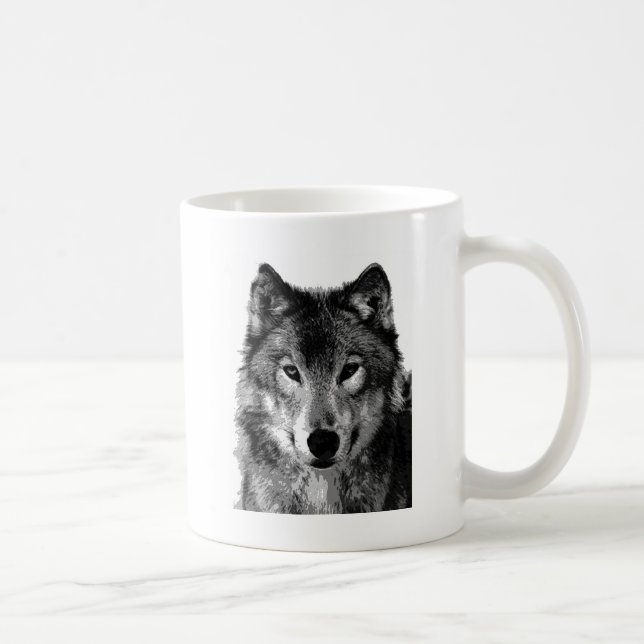Mug Portrait noir et blanc Wolf (Droite)