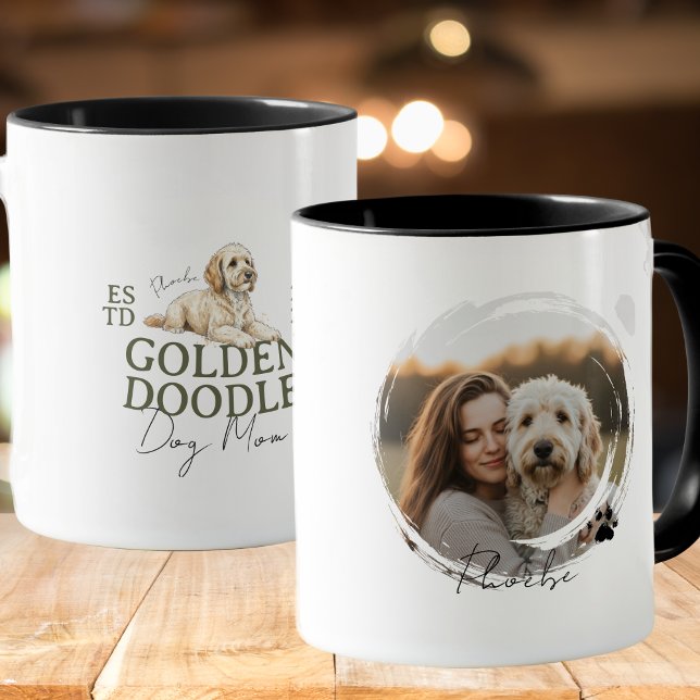 Mug Portrait personnalisé chien chien maman Doodle dor (Elevate your kitchen set with this Custom Pet Portrait Dog Mom Golden Doodle mug! )