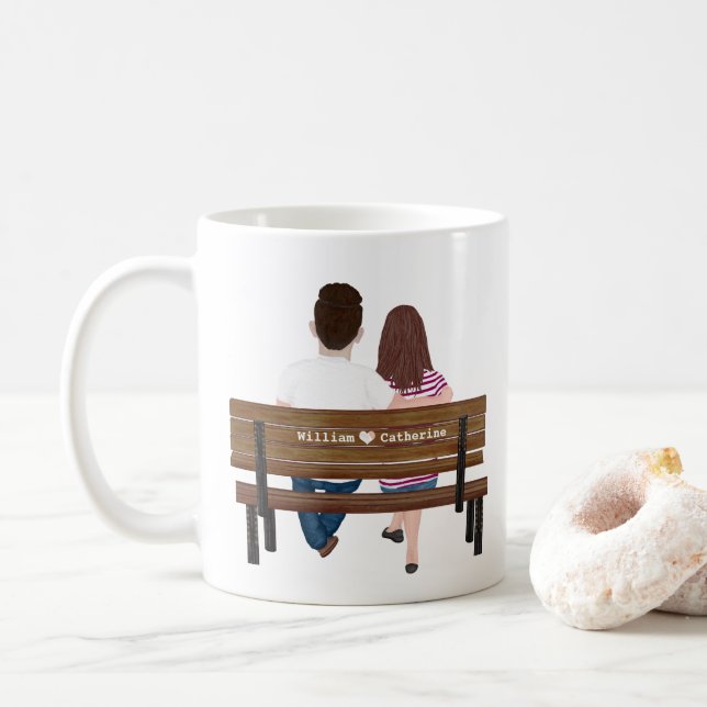 Mug Portrait personnalisé Couple Vous êtes ma personne (Avec donut)