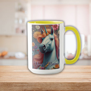 Mug Portrait personnalisé de la licorne blanche