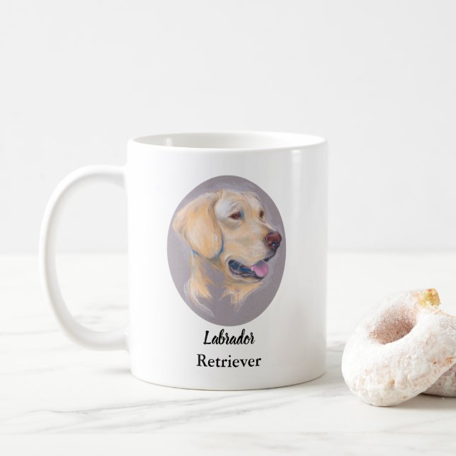 Mug Portrait personnalisé de l'extracteur du Labrador  (Avec donut)