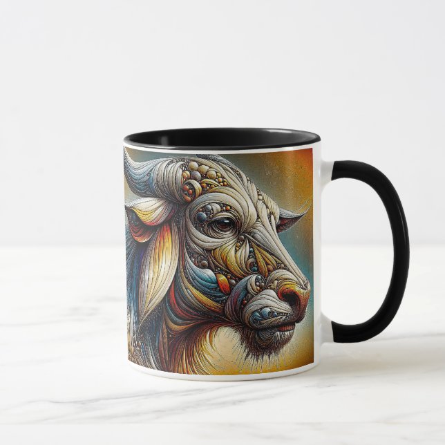 Mug Portrait surréaliste d'un buffle. (Droite)