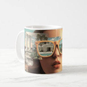Mug Portrait surréaliste féminin avec des lunettes de