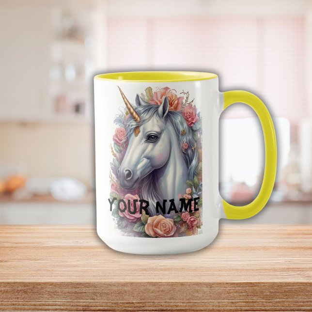 Mug Portrait Unicorne blanc personnalisé (Personalized White Unicorn Portrait Mug)