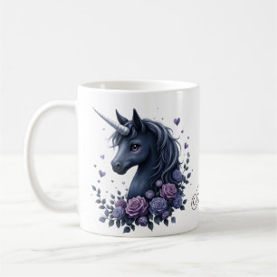 Mug Portrait Unicorne foncé dans un cadre rond