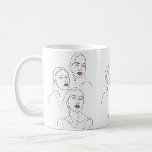 Mug Portraits de femmes au trait minimaliste