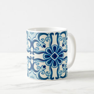Mug Portugais Azulejos Blue Floral Motif