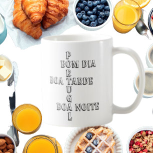 Mug Portugal Bom Dia Boa Tarde Boa Noite Café blanc