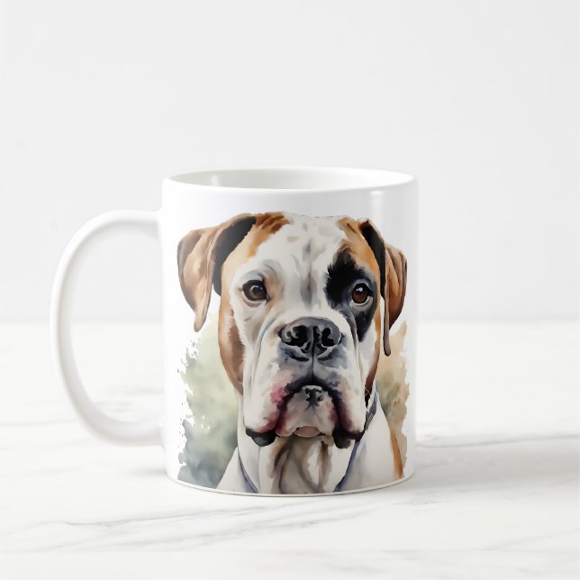 Mug Pose de chien de boxe en aquarelle (Gauche)