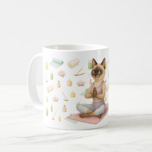 Mug Pose de yoga pour Amoureux de les chats siamois