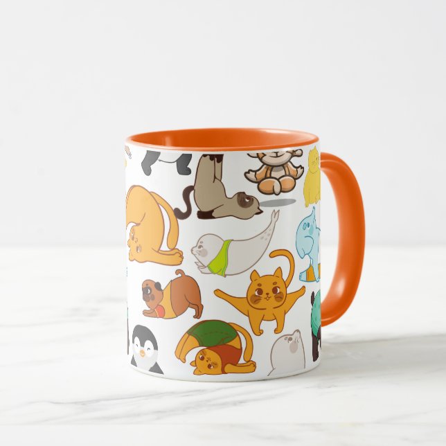 Mug Poses De Yoga Avec Animaux (Devant droit)