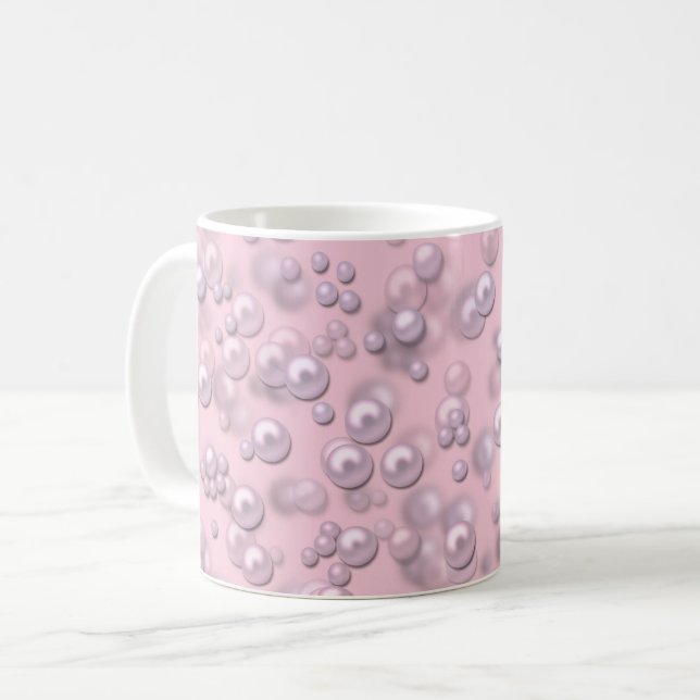 Mug Poseurs de perles rose-blanc sur velours rose (Devant gauche)
