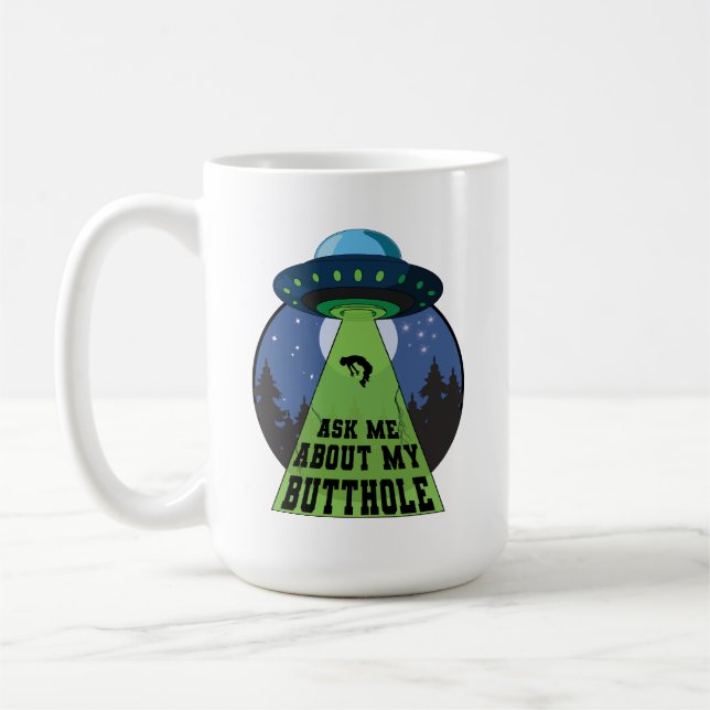 Mug Posez-moi des questions sur mon Alien Amusant Enlè (Gauche)