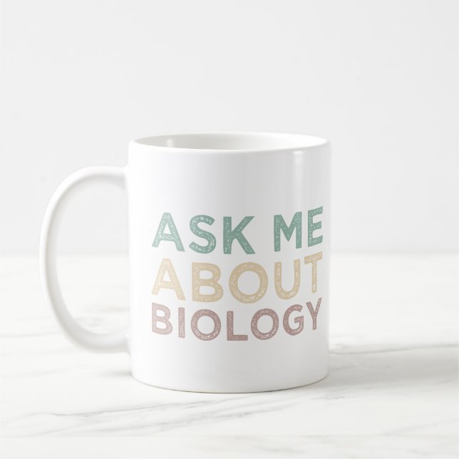 Mug Posez-moi la question de la biologie Drôle profess (Gauche)