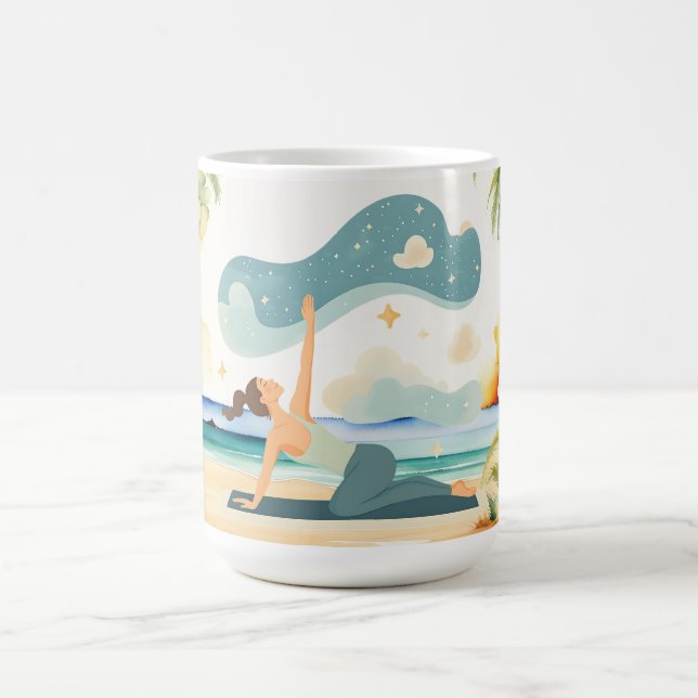 Mug Position de yoga au bord de la plage  (Centre)