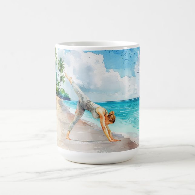 Mug Position de yoga au bord de la plage  (Centre)
