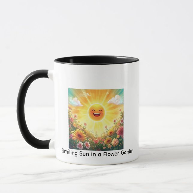 Mug Positive Sunshine Art – Bright Happy Sun and Flowe (Gauche)